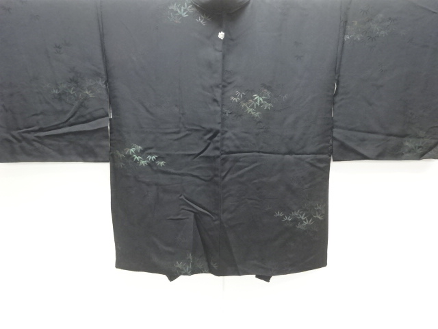 JAPANESE ANTIQUE HAORI / TAISHO ROMAN STYLE / SILK / WOVEN BAMBOO GRASS